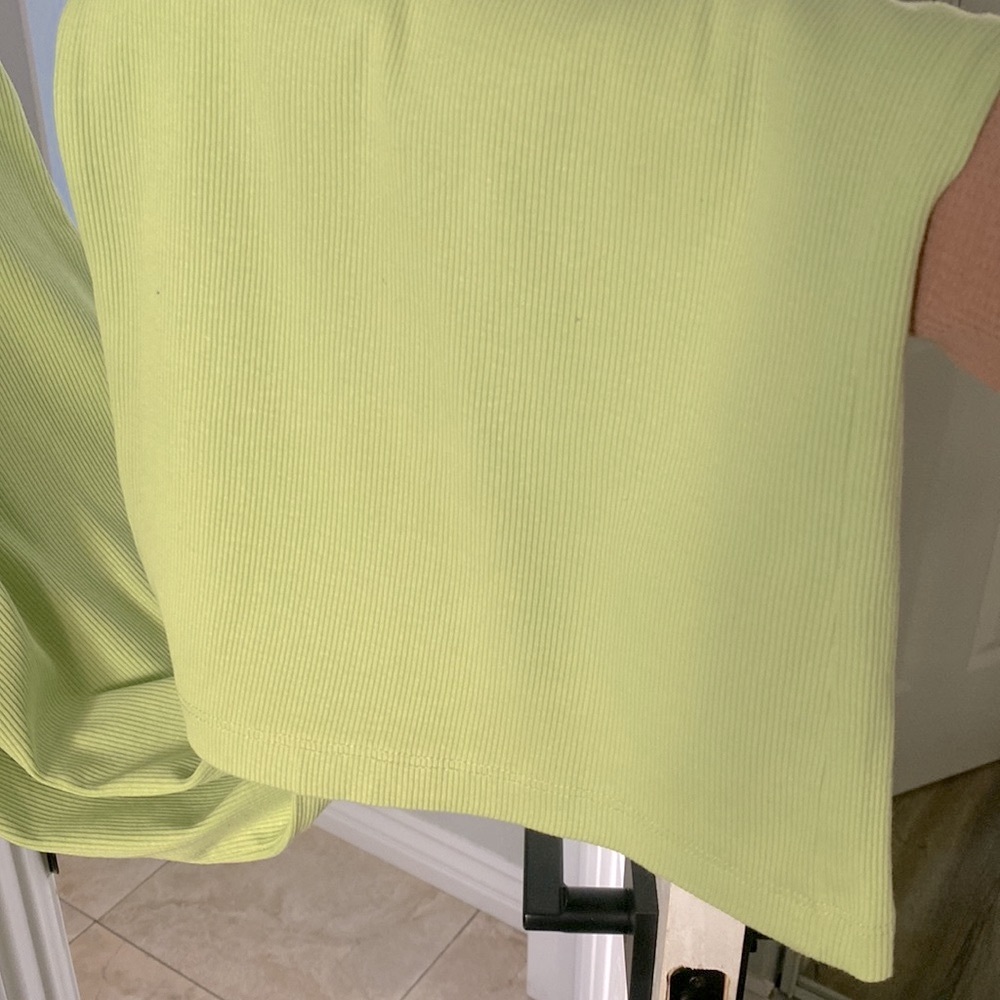 Zara flare high waisted green ribbed pants - Picture 10 of 11
